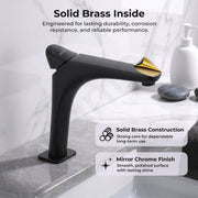 Plantex Wash Basin Mixer Tap/Brass Hot & Cold Basin Mixer Faucet/Deck Mount Pillar Spout for Bathroom Sink - Pack of 1 (4603, Black)