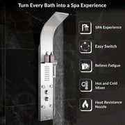 Plantex 304 Grade Stainless Steel Shower Panel/6 in 1 Shower System/Handshower with Waterfall Outlet/Tub Spout/Body Massage Spray With Hot &cold Mixer- (1015, Chrome)