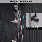 Plantex Haven Shower Panel for Bathroom with Piano Switches & Temperature Display/Rainfall Showerhead with Waterfall Outlet/Hand Shower with Hose Pipe & Clamp - (6013-GA)