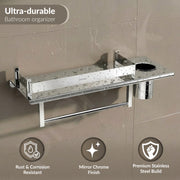 Plantex Stainless Steel Bathroom Shelf/Multipurpose Bathroom Shelf For Wall/Attached Tumbler and Napkin Holder For WashBasin(15 Inches)