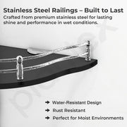 Plantex Shelf for Bathroom/Bathroom Corner Organizer Shelf/Black Glass Corner Shelf for Living Room (9x9 Inches, Flower - Pack of 1)