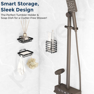 Plantex GI Steel Bathroom Accessories/Soap Dish for Bathroom/Tumbler Holder/Soap Stand/Case for Wall - Black, Combo