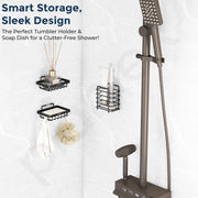 Plantex GI Steel Bathroom Accessories/Soap Dish for Bathroom/Tumbler Holder/Soap Stand/Case for Wall - Black, Combo