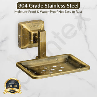 Plantex 304 Grade Stainless Steel Bathroom Soap Dish/Soap Holder/Soap Stand/Bathroom Accessories - Squaro (Brass Antique)