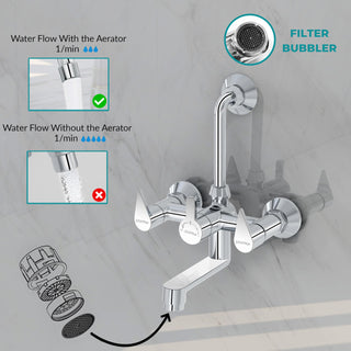 Plantex Pure Brass Wall Mixer for Bathroom 2 in 1 with L-Bend Provision for Overhead Shower/Mixer Tap for Bathroom -7 Year Warranty by Plantex -(Pac-1818-Chrome)