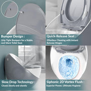 Plantex Imported Commode/Ceramic Rimless 2D Siphonic Flush Western Commode/Bathroom Commode with Soft Closing Toilet Seat Cover - S Trap (White & Grey)