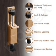 Plantex Kickdown Door Stopper Spring Loaded Telescopic Step On/Off Door Stopper Rubber, Adjustable Heavy Duty Door Locks Holder Stop/Release by Foot - Pack of 1 (Rose Gold)