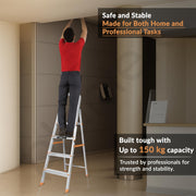 Plantex Legend 4 Step Ladder for Home/Anti-Slip Steps/Easy to Fold Aluminium Ladder/Capacity Upto 150 kg (Orange-Silver)