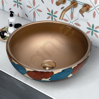 Plantex Ceramic Countertop Wash Basin/Basin for Bathroom/Designer Basin for Home/Office/Restaurant (Bronze - 16.5 x 16.5 x 6 Inch)