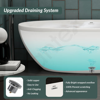 Plantex Freestanding Bathtub For Bathroom/Bath tub for Adults/Deep Soaker Bathtub with Overflow,Popup and Drain Pipe (BSM-223-White -1700mm)