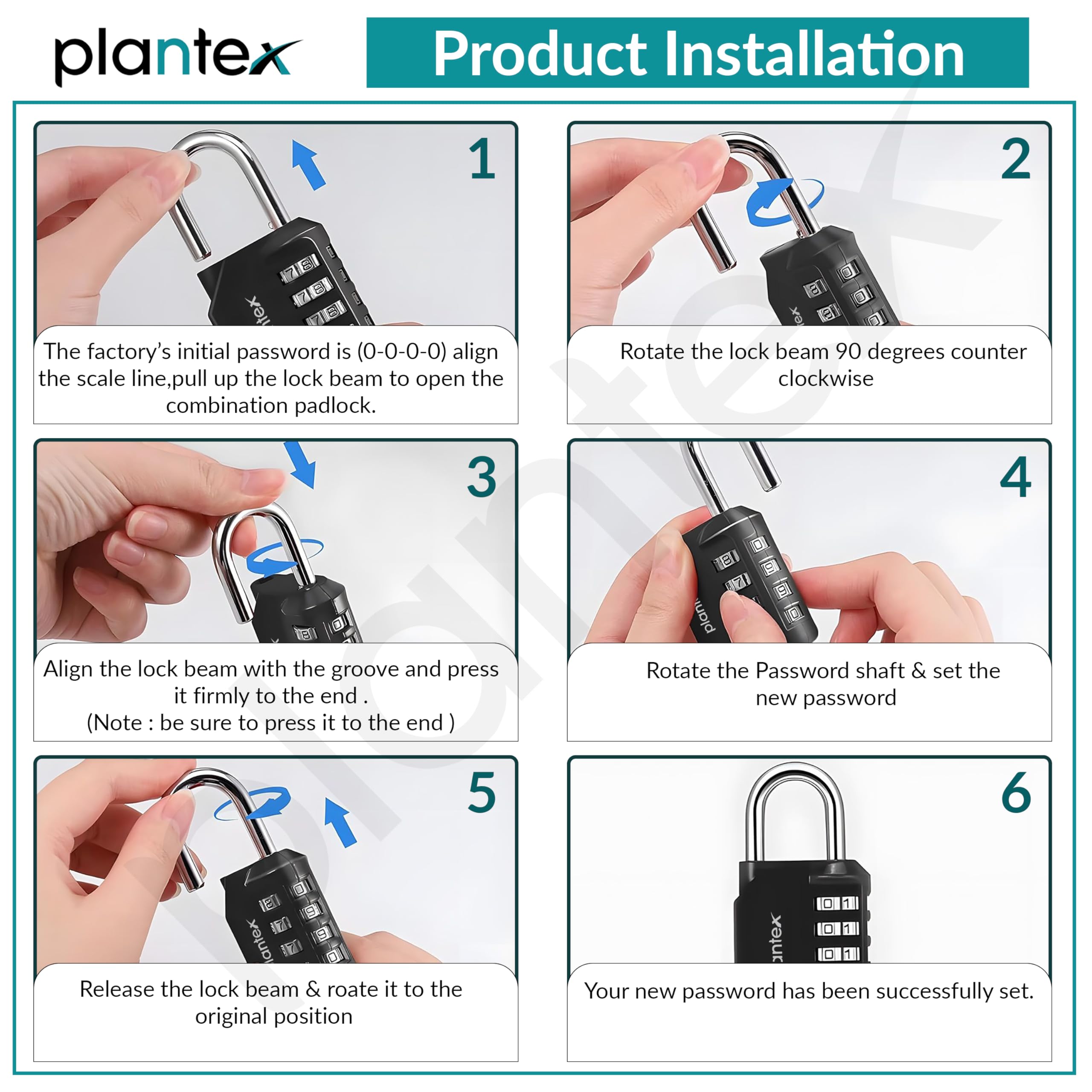 Plantex 4-Digit Code Combination Door Locks/Number Lock/Portable