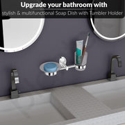 Plantex 304 Stainless Steel Oreva Silver 2 in 1 Soap and Brush Holder Stand/Wall Mounted Soap Holder/Bathroom Accessories - (Chrome)