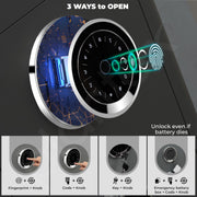 Plantex Safe Locker for Home/32 litre Anti-Burglary Safety Locker Box with Biometric Fingerprint/Touchscreen & Emergency Key/Tijori with External Power Backup/2 Years Warranty By Plantex (Grey)