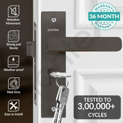 Plantex Heavy-Duty Main Door Mortise Lock Handle Set with 3 Keys, Brass Lock Body & Cylinder (8125 - Grey & PVD Choco)