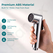 Plantex Self Cleaning Health Faucet for Toilet/ABS Plastic Jet Spray for Bathroom/Hand Gun/ Without Hose Pipe - Pack of 1 (Chrome)