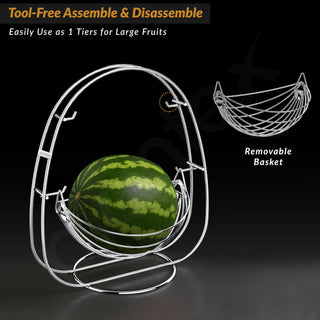 Plantex 2-Tier Swing Fruit Basket for Dining Table/Stainless Steel Fruit Storage Basket for Kitchen/Vegetable Stand(Nickel Chrome Finish)