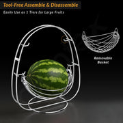 Plantex 2-Tier Swing Fruit Basket for Dining Table/Stainless Steel Fruit Storage Basket for Kitchen/Vegetable Stand(Nickel Chrome Finish)