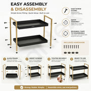Plantex 2-Tier Standing Spice Rack/Bathroom Countertop Storage Shelf Organizer/Kitchen Storage Rack/Multipurpose Stand - Black (16 X 8 X 12 Inch)