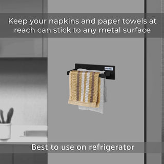 Plantex Magnetic Double Napkin Holder/Towel Holder/Towel Hanger/Stand for Bathroom/Bathroom Accessories - (Black)