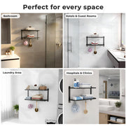 Plantex Double Towel Rack for Bathroom/24 Inch Dual Towel Holder/Towel Bar/Towel Henger/Bathroom Accessories - Pack of 1 (Black)