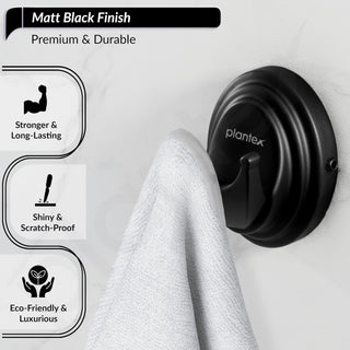 Plantex 304 Grade Stainless Steel Robe Hook/Cloth Hanger for Wall/Robe Hooks for Bathroom/Bathroom Accessories - Black (Cubic)