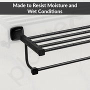 Plantex Space Aluminum Towel Rack for Bathroom/Towel Stand/Hanger/Bathroom Accessories(24 Inch-Black)