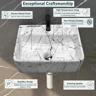 Plantex Wall mount Wash Basin for Bathroom/Designer Ceramic Basin/Rectangle Countertop Wash Basin/Home/Office (17 x 14 x 5 Inch)