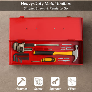 Plantex 12-inch Metal Tool Box for Tools/Tool Box Empty for Home Use/Compact Tools Box (Red) 31 X 11 X 10.5 cm