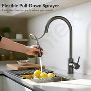 Plantex Pull-Down Kitchen Sink Tap/304 Stainless Steel Sink Tap for Kitchen Basin with 360â° Swivel Spout/Kitchen Sink Faucet- (1062, Grey)