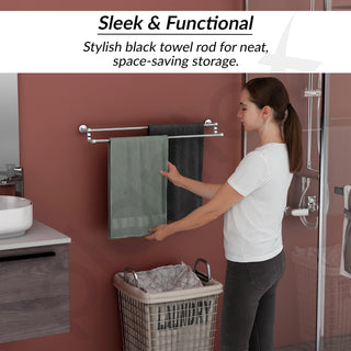 Plantex Premium Stainless Steel & Aluminum Dual Towel Rod/Towel Hanger for Bathroom/Towel Stand/Bathroom Accessories (24 Inch-Chrome)
