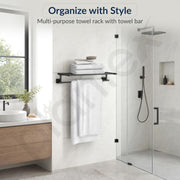 Plantex 304 Grade Stainless Steel 24-inch Bathroom Towel Hanger/Towel Rack/Towel Stand/Holder/Bathroom Accessories - Squaro (Black)