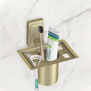 Plantex 304 Grade Stainless Steel Tumbler Holder/Tooth Brush Holder for Bathroom - Crystal (Brass Antique)