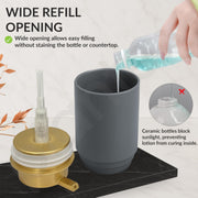 Plantex Soap Dispenser for Washbasin Ceramic/Hand Wash Soap Dispenser for Bathroom with ABS Material Head Pump Bathroom Accessories - Grey & Gold (Pack of 1)