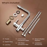 Plantex Kitchen Mixer Tap for Sink/Hot and Cold Double Handle Faucet/304 Stainless Steel Body and Brass Handle/360° Swivel Spout Sink Taps - (7908, Chrome)