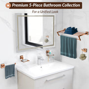 Plantex 304 Grade Stainless Steel Towel Rack for Bathroom/Soap Dish/Napkin Ring/Tumbler Holder/Robe Hook/Decan Bathroom Accessories -(Set of 5, Rose Gold)