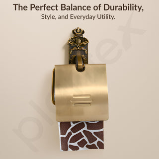 Plantex Antique Aluminum Toilet Paper Holder/Tissue Paper Roll Holder/Toilet Paper Holder Roll Holder for Bathroom Accessories (Brass-Antique)