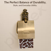 Plantex Antique Aluminum Toilet Paper Holder/Tissue Paper Roll Holder/Toilet Paper Holder Roll Holder for Bathroom Accessories (Brass-Antique)
