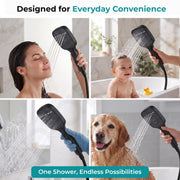 Plantex Hand Shower for Bath/3 Mode Multifunctional Shower/5-Inch ABS Plastic Silicone Handheld Shower/Easy Mode Switching – (Black, APS-609)