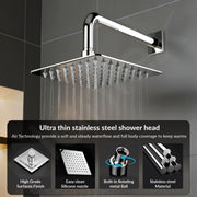 Plantex Stainless Steel Overhead Shower 6 x 6 inch with Water-Saving Technology/High pressure Rain Shower Head without Arm/Bathroom Shower -(Ultra Slim-Chrome)