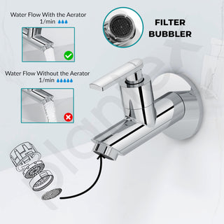 Plantex Pure Brass Bib Tap for Bathroom with Water-Saving Technology Taps/Wall Mount Bib Cock with Wall Flange and Teflon Tape-7 Year Warranty by Plantex (PRI-301 -Chrome Finish)