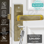 Plantex Heavy-Duty Door Lock Set - Main Door Lock Handle Set/Mortise Lock with 3 Keys, Brass Lock Body & Cylinder (8127 - Brass Antique & PVD Gold)