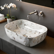 Plantex Basin for Bathroom/Ceramic Table Top Basin/Counter Top Wash Basin - (Alpha -NS-108, Marble Finish, 18 x 13 x 5.5 Inch)