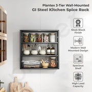 Plantex 3 Tier Bathroom Storage Rack/GI Steel Multipurpose Bathroom Shelf Organizer/Spice Rack for Kitchen Organizer/Wall Mounted Racks for Living Room/Bedroom-Pack of 1 (Black)