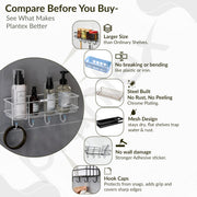 Plantex Stainless Steel Self-Adhesive Multipurpose Bathroom Shelf with Hooks/Towel Holder/Rack/Bathroom Accessories-Wall Mount - Pack of 4 (Chrome)