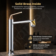 Plantex Wash Basin Mixer Tap/Brass Hot & Cold Basin Mixer Faucet/Deck Mount Pillar Spout for Bathroom Sink - Pack of 1 (Chrome & Rose Gold)