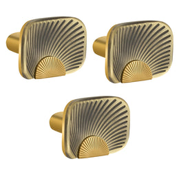 Plantex Knobs for Drawers/Drawer Knobs/Rectangle Knob for Cabinets/Pull-Push Knob for Kitchen/Bedroom/Drawer - Pack of 3 (Brass Antique & Gold)