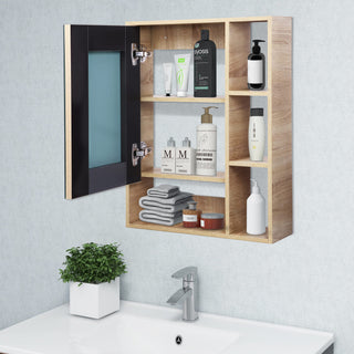 Plantex Bathroom Mirror Cabinet - HDHMR Wood Retro Bathroom Organizer Cabinet (18 x 24 Inches) Bathroom Accessories (APS-6001-Castel Oak)