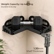 Plantex Corner Shelf for Bathroom/Stainless Steel Corner Bathroom Shelf/Drill Free Installation/Self-Adhesive Wall Mount Corner - Pack of 2 (10 X 10 Inch, Black)