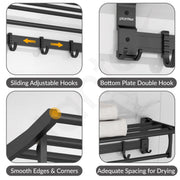 Plantex Aluminum Folding Towel Rack in Bathroom/Towel Holder in Bathroom/Towel Hanger/Bathroom Accessories (24 Inch) Black