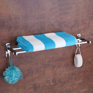 Plantex Stainless Steel Towel Rod/Rack Towel Hanger with Hooks for Bathroom/Towel Holder/Stand/Bathroom Accessories - 24 Inch (Chrome Finish)
